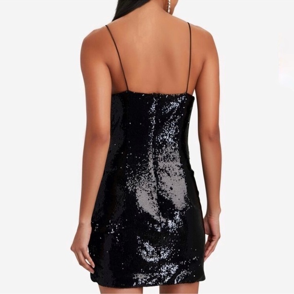 Torn by Ronny Kobo Black Sequin Silk Bow Slip Strapless Mini Dress size small - Picture 14 of 14